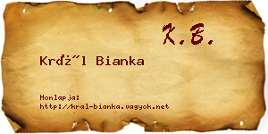 Král Bianka névjegykártya